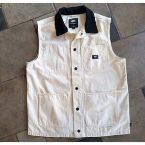 Vans Vest Mens L Large Drill Chore Coat White Workwear Utility Outdoor Skater